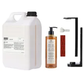 Mydła - PRIJA Zestaw łazienkowy: czarny uchwyt na butelkę, mydło w płynie z żeń-szeniem 380ml + zapas 5l - miniaturka - grafika 1