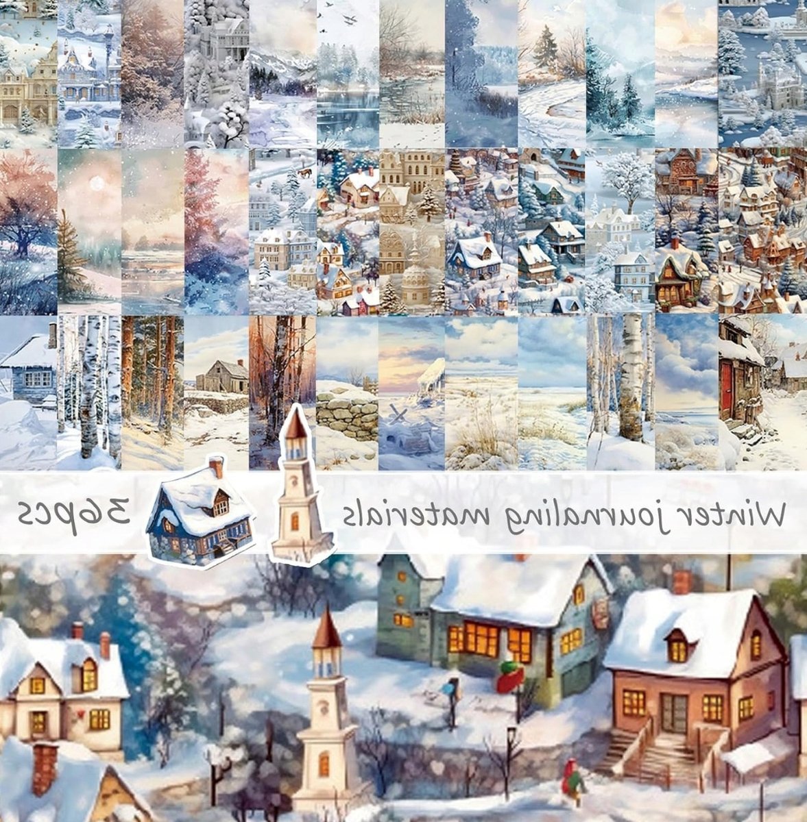 PAPIER 36 ARKUSZY 152X152CM ZIMOWY ŚNIEG KRAJOBRAZ DECOUPAGE DEKORACYJNY