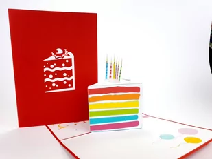 Karnet okolicznościowy 3D, Kawałek ciasta urodzinowego 3D - Kartki okolicznościowe i zaproszenia - miniaturka - grafika 1
