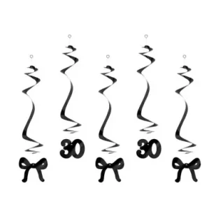 Świderki 30 z kokardkami czarne 50cm 5szt - Dekoracje sali - miniaturka - grafika 1