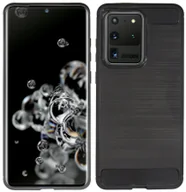 Etui i futerały do telefonów - cofi1453® Silicone Case Bumper Carbon kompatybilny z SAMSUNG GALAXY S20 ULTRA (G988B) Etui TPU Miękkie etui na telefon komórkowy Pokrowiec ochronny Czarny - miniaturka - grafika 1
