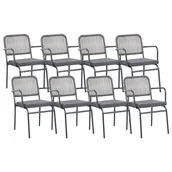 Fotele i krzesła ogrodowe - BELIANI Zestaw 8 krzeseł ogrodowych z poduszkami TACENO Metal Szary - miniaturka - grafika 1