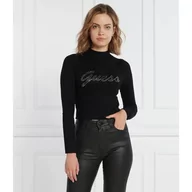 Bluzki damskie - GUESS Bluzka RHINESTONE LOGO | Regular Fit - miniaturka - grafika 1