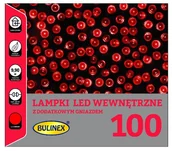 Oświetlenie świąteczne - Bulinex Lampki LED wewnętrzne 100L z dodatkowym gniazdem, czerwone, 9.9m, (20-06 - miniaturka - grafika 1