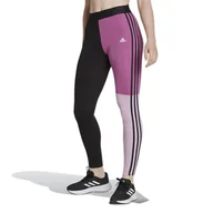 Spodnie sportowe damskie - Legginsy adidas Essentials 3-Stripes Colorblock Cotton HJ9477 - czarno-różowe - Adidas - miniaturka - grafika 1