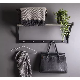 House Nordic Półka na kapelusze Kaia, czarna, metalowa - Półki do salonu - miniaturka - grafika 1