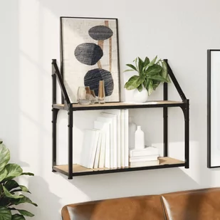 vidaXL Regał ścienny z 2 półkami, dąb sonoma, 60x21x51 cm - Półki do salonu - miniaturka - grafika 1