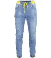 Spodnie damskie - Męskie jeasny spodnie niebieskie joggery z wiązaniem-31 - miniaturka - grafika 1