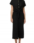 Spodnie damskie - Pieces Czarne Spodnie Palazzo z Lenem na Co Dzień Proste 7/8 XS Kwb - miniaturka - grafika 1