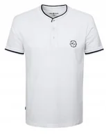 Koszulki męskie - T-Shirt Męski Koszulka Ze Stójką Biała Bawełniana Fort Elegancka Pako Jeans - miniaturka - grafika 1