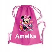 Plecaki worki - Worek Szkolny Na Buty Workoplecak Na WF Do Przedszkola Myszka Minnie + IMIĘ - miniaturka - grafika 1