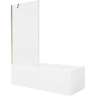 Wanny - Mexen Cubik wanna prostokątna 170 x 70 cm z obudową i parawanem 1-skrzydłowym 90 cm, transparent, złoty 5905315202901 - miniaturka - grafika 1