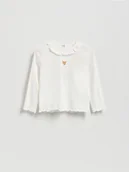 Bluzki dla niemowląt - Reserved - Koszulka z falbanką przy dekolcie - złamana biel - miniaturka - grafika 1