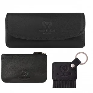 ETUI NA OKULARY, ETUI NA KLUCZE I BRELOCZEK ZESTAW PREZENTOWY W KOLORZE CZARNYM PAOLO PERUZZI ZUP-122-BL - Etui na klucze - miniaturka - grafika 1