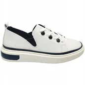 Półbuty damskie - S. Barski LR535 beżowe skórzane półbuty sportowe - miniaturka - grafika 1