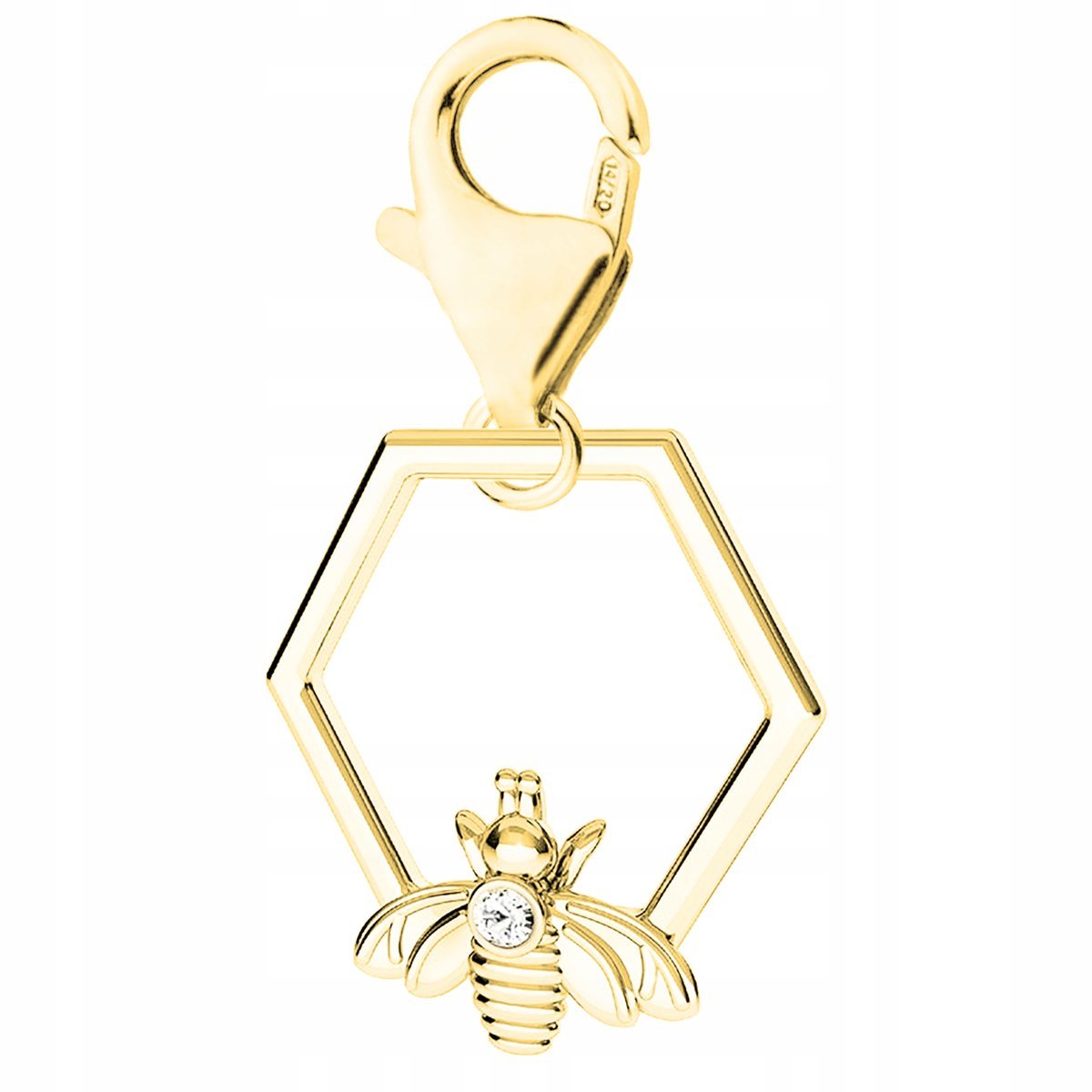 Zawieszka złota wisząca Pszczoła Plaster srebro