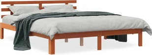 Łóżko z litego drewna z zagłówkiem woskowany brąz 160x200 cm sosna - Łóżka - miniaturka - grafika 1