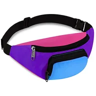 Nerki - Xuniea Neonowa saszetka w stylu lat 80., 2 kieszenie, torby na pasek, kostiumy dla kobiet i mężczyzn, na święta, festiwal, motyw lat 80., imprezę halloweenową, Fioletowy spód, Rozmiar Uniwersalny - miniaturka - grafika 1