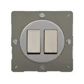 Wyłączniki światła i elektryczne - VARILIGHT Włącznik podwójny VARIGRID  stal szlifowana  VARILIGHT - miniaturka - grafika 1