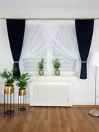 Firany - ZESTAW GOTOWY FIRANA BIAŁA ZASŁONY CZARNA NA TAŚMIE Z TUNELEM SALON KUCHNIA - miniaturka - grafika 1