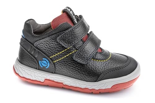 Pablosky Buty dziecięce Skóra i tkanina techniczna z zapięciem na zatrzask, Czarny (Black), 29 EU