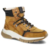 Botki damskie - Żółte Botki Mustang Damskie Ocieplane Obuwie - miniaturka - grafika 1