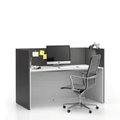 Zestawy mebli biurowych - B2B Partner Zestaw mebli biurowych single z parawanem SEGMENT, prosty, biały / grafit 611680 - miniaturka - grafika 1