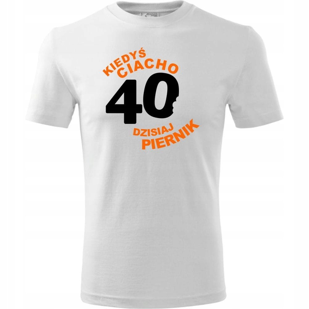 Męska Koszulka Nadruk kiedyś ciacho, dzisiaj piernik 40 na Prezent Urodziny biały 3XL