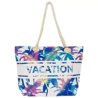 Torebki damskie - Torba plażowa duża VACATION niebieska na zamek - miniaturka - grafika 1
