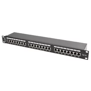 LANBERG Patch Panel 24 Port 1U Kat.5E czarny ekranowany SPL1OKEP0100 - Pozostałe akcesoria sieciowe - miniaturka - grafika 1