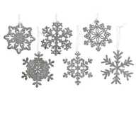 Ozdoby bożonarodzeniowe - Zawieszka plastikowa śnieżynka srebrna mix - miniaturka - grafika 1