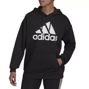 Bluza adidas Essentials Logo Boyfriend Fleece Hoodie HD1756 - czarne - Bluzy sportowe damskie - miniaturka - grafika 1