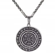 Naszyjniki - Viking Naszyjnik Kompas Vegvisir Runes Nordic - miniaturka - grafika 1