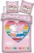 Pościel dla dzieci - ��WINKA PEPPA FRIENDS T��CZOWY KOMPLET PO��CIELI W WORECZKU NA PI��AM�� 140X200 - miniaturka - grafika 1