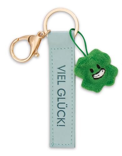 NICI 62016 breloczek do kluczy z tasiemką ze sztucznej skóry 10 cm z koniczyną turkusowym towarzyszem do plecaka lub torby, uchwyt na klucze dla małych i dużych 62016
