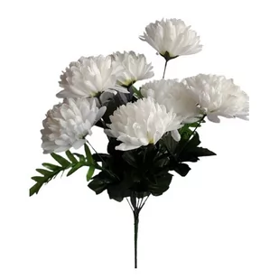 Sztuczny pęk Chryzantem, biały, wysokość 58 cm - Sztuczne kwiaty - miniaturka - grafika 1