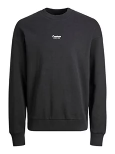 JACK & JONES Męska bluza JPRBLAKAM z logo Sweat Crew Neck, czarna, XL, czarny, XL - Bluzy męskie - miniaturka - grafika 1
