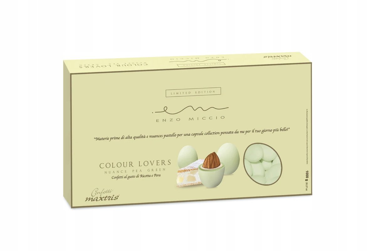 1kg Enzo Miccio Nuance Pea Green Maxtris - designerskie migdały confetti