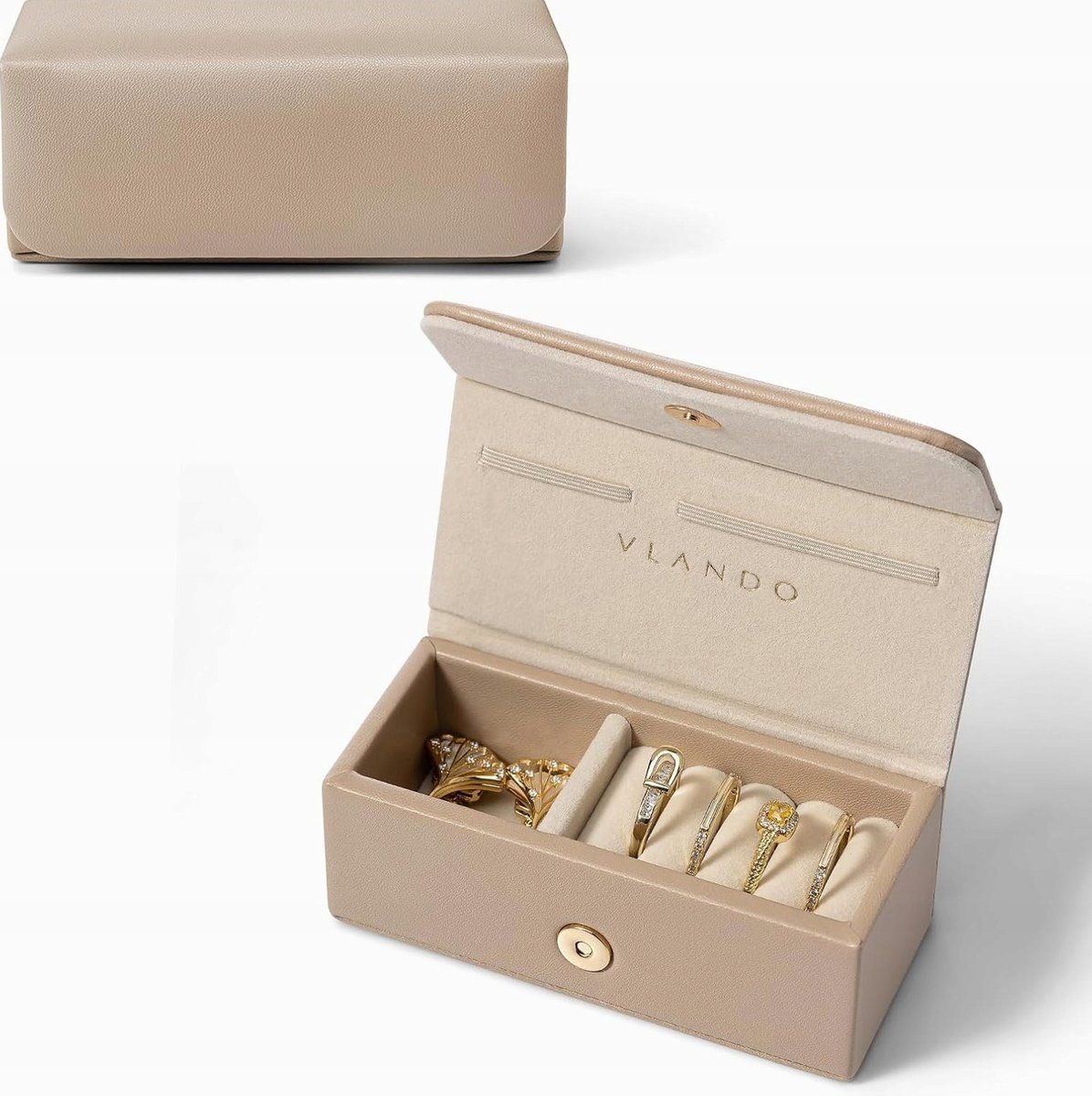 SZKATUŁKA 10X5X5CM KREMOWA PUDEŁKO ORGANIZER BIŻUTERIA PODRÓŻNA ETUI