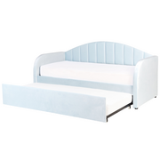 Łóżka - Łóżko wysuwane welurowe 90 x 200 cm niebieskie EYBURIE Lumarko - miniaturka - grafika 1