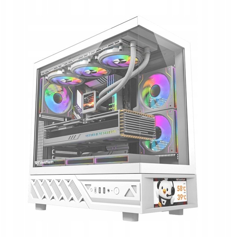 Obudowa Darkflash Obudowa komputerowa DarkFlash DS950V z wyświetlaczem biała + 6 wentylatorów DS950 SCRN WHT +6F