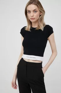 Koszulki i topy damskie - Calvin Klein Jeans Jeans t-shirt damski kolor czarny - grafika 1
