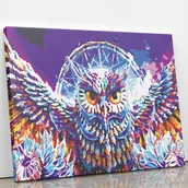 Dekoratorstwo - Rozpostarte skrzydła sowy - Diamentowa mozaika, haft diamentowy 50 x 40 cm - miniaturka - grafika 1