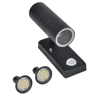 Lampy ogrodowe - Cylindryczna lampa ścienna LED z sensorem - stal nierdzewna - czarna - Lampa Z Czujnikiem - miniaturka - grafika 1
