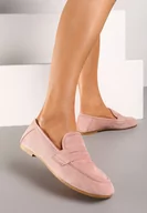 Mokasyny damskie - Różowe Casualowe Wsuwane Mokasyny na Płaskiej Podeszwie z Ozdobnym Elementem na Przodzie Janesstia - miniaturka - grafika 1