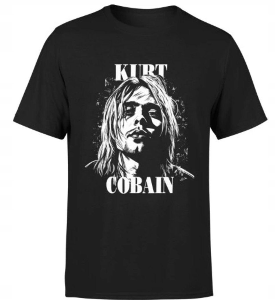 KOSZULKA Z NADRUKIEM MĘSKA ŚMIESZNA T-SHIRT NIRVANA KURT COBAIN Hard Rock