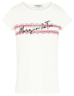 Morgan damski top DTOI Fuksja TM, Off White/Fushia, M - Koszulki i topy damskie - miniaturka - grafika 1