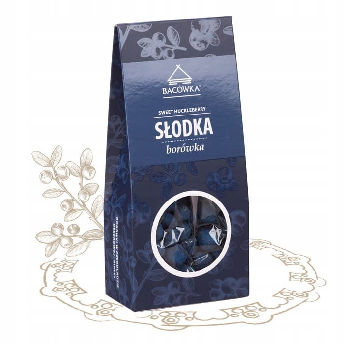 Słodka borówka w czekoladzie deserowej i białej 100g Bacówka