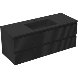 Mexen Rivel szafka łazienkowa 120 cm z umywalką Otis, 2 szuflady, ryflowana , czarna mat - 91A20-12047-2-BFF71-W18M71 - Szafki łazienkowe - miniaturka - grafika 1
