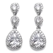 Kolczyki - Kolczyki damskie ŚLUBNE srebrne długie CYRKONIE - miniaturka - grafika 1